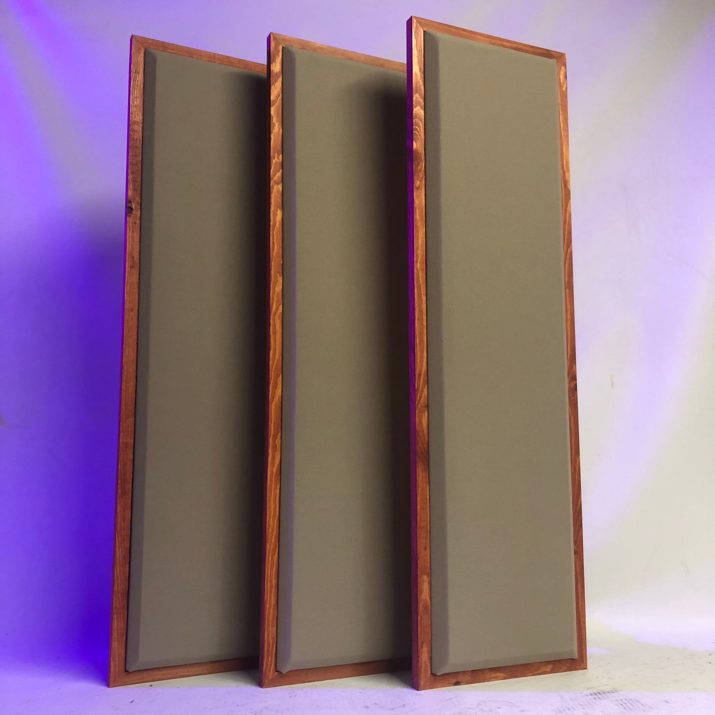 Acoustic Panels (Set of 3) Khaki w/ Gunstock Frames - 3ftx1ftx1.5in