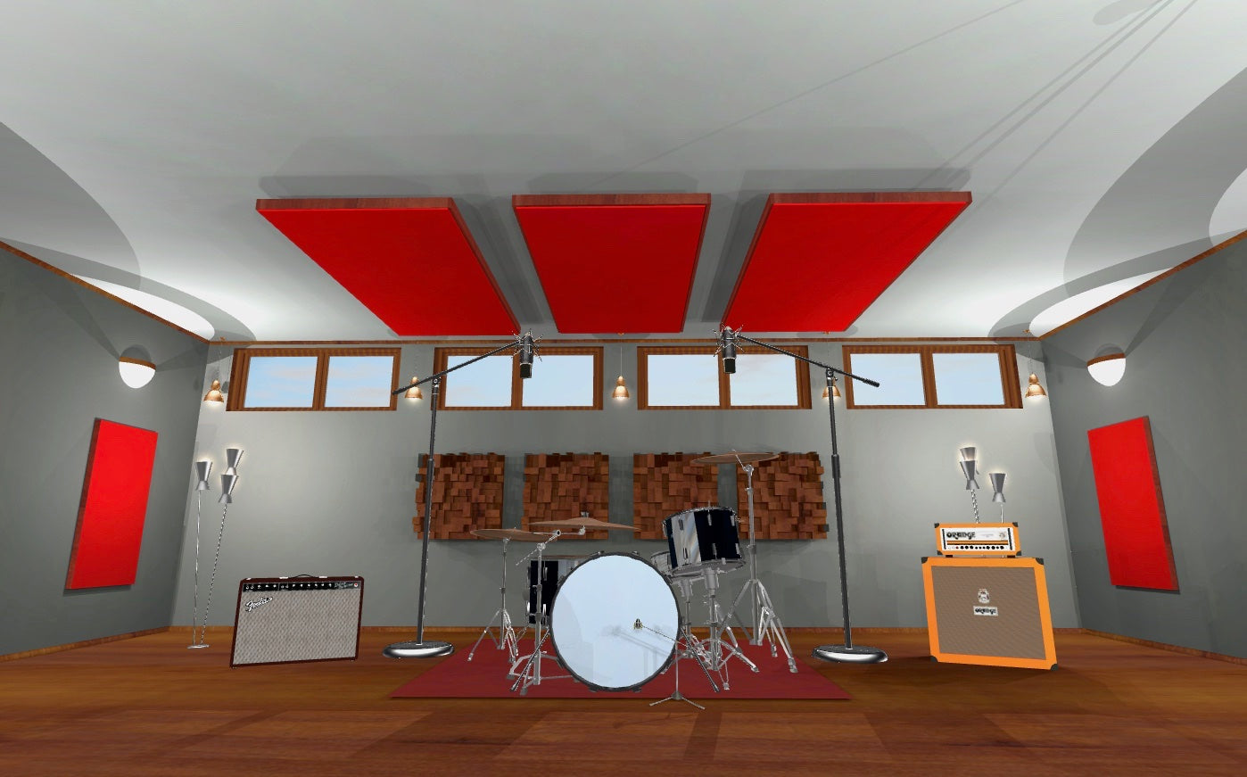 CEILING BAFFLE -  Cool Red & Gunstock