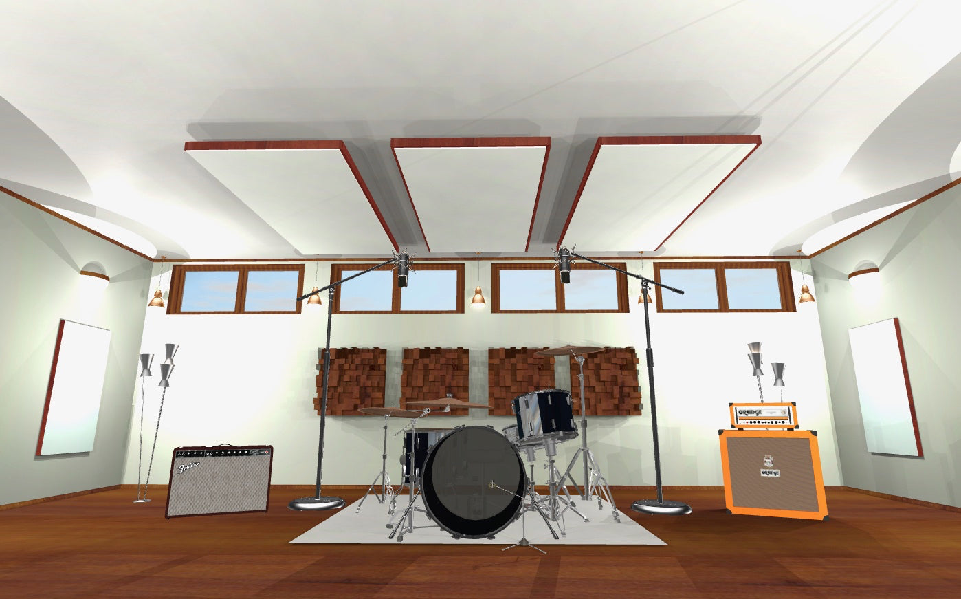 CEILING BAFFLE -  White & Gunstock