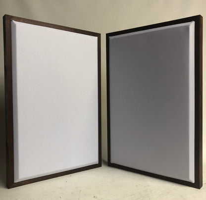 Acoustic Panels (Set of 2) White w/ Red Mahogany Frames - 28inx19in