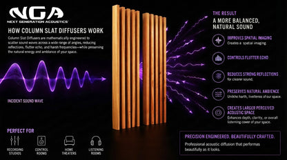 Column Slat Diffusers (Pair) | Premium Wood Sound Diffuser Set - Golden Pecan